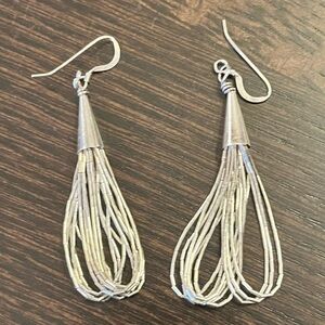 Vintage Sterling Liquid Silver 2. 5" Long Earrings